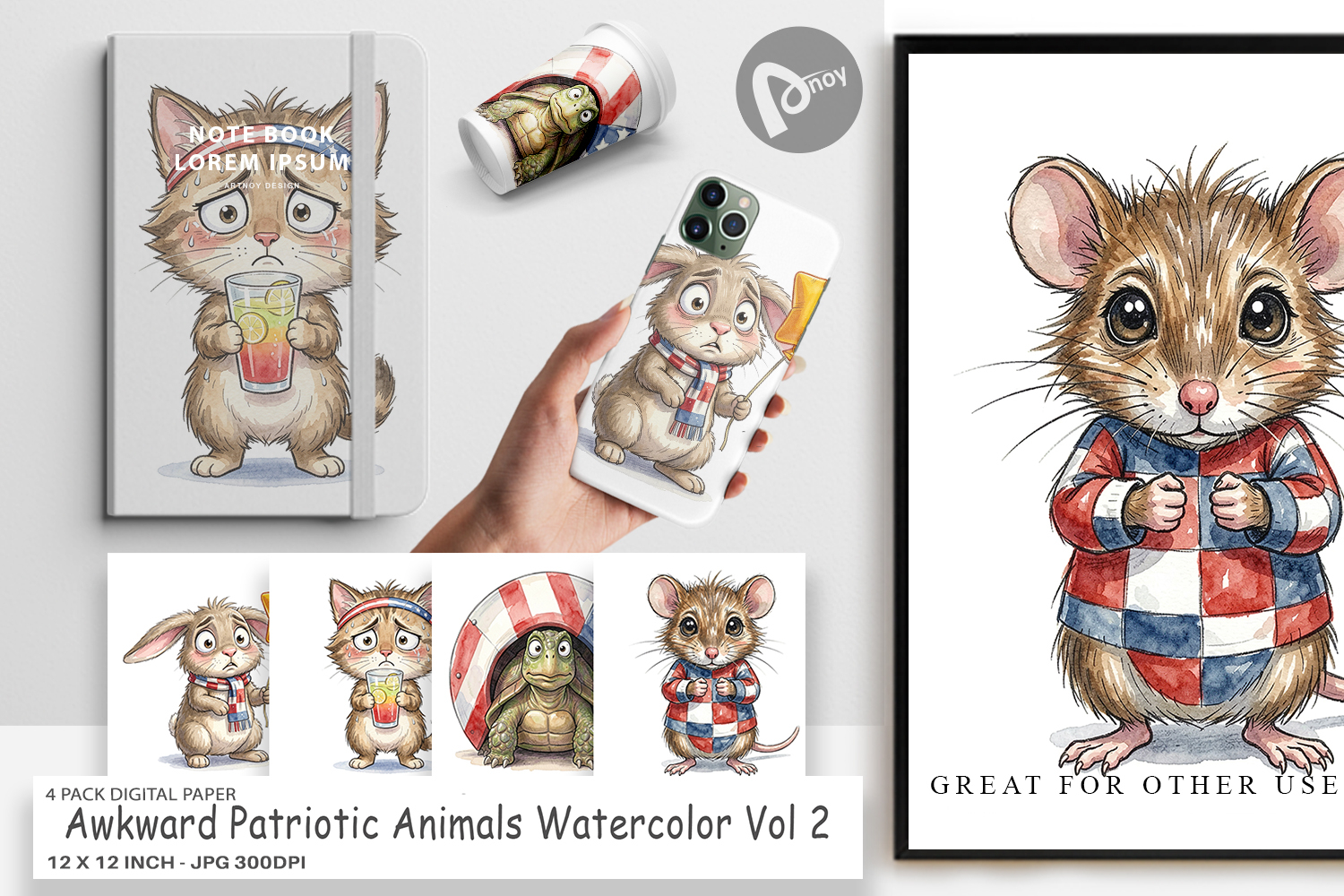 Awkward Patriotic Animals Digital Paper product image 1