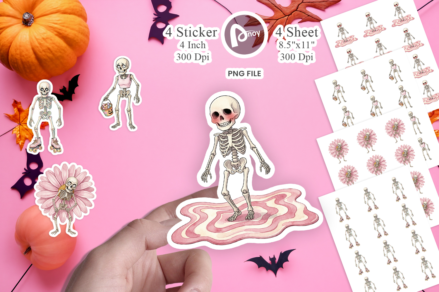 Awkward Pink Skeleton Sticker product image 1