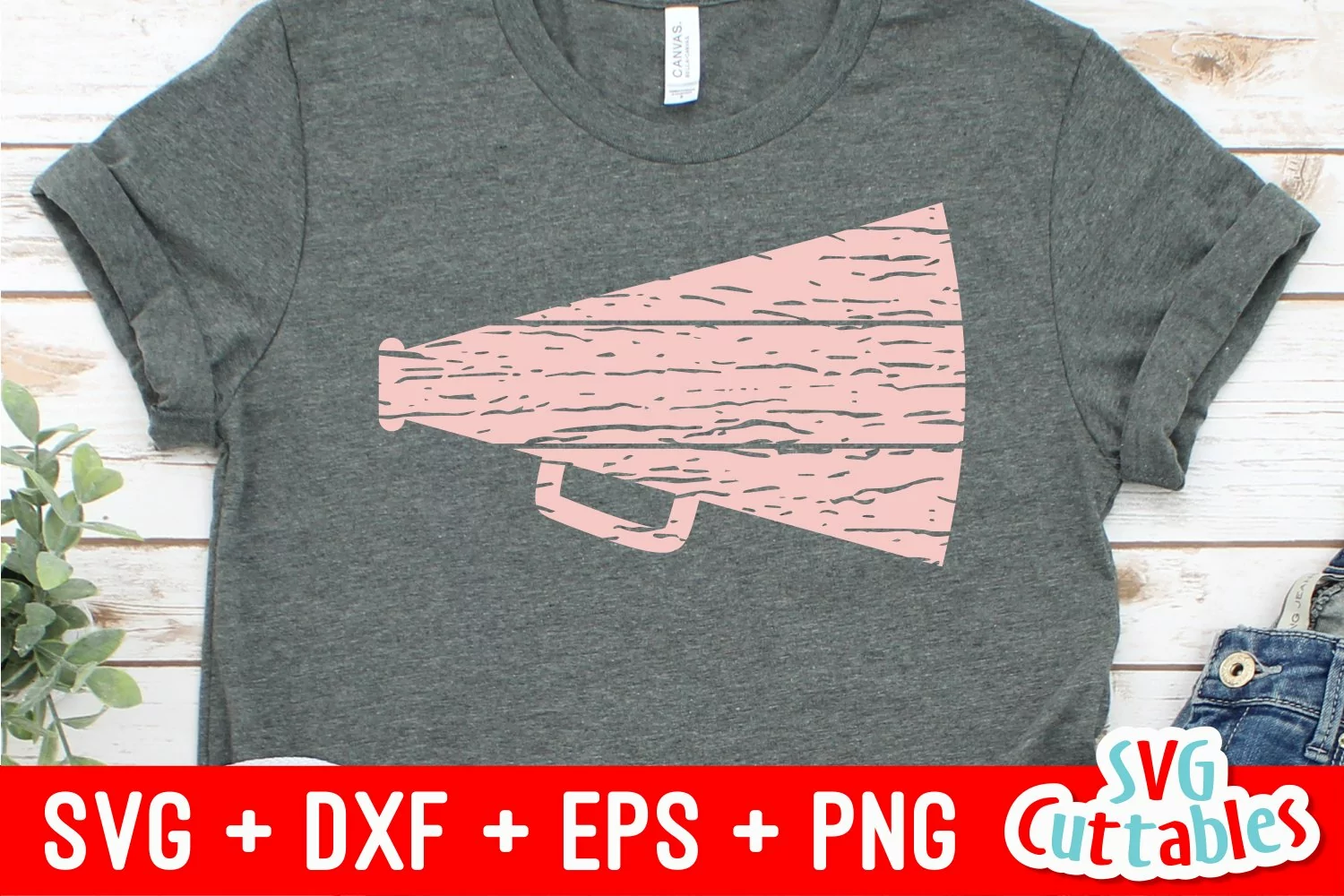 Cheer SVG | Distressed Cheer Megaphone | Shirt Design product image 1