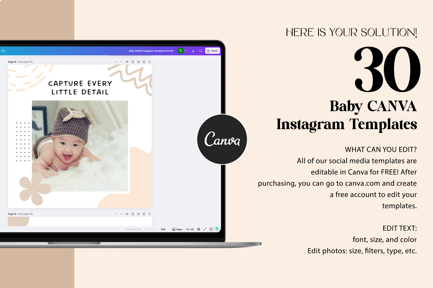 Baby Instagram Canva Social Media Post Templates product image 1
