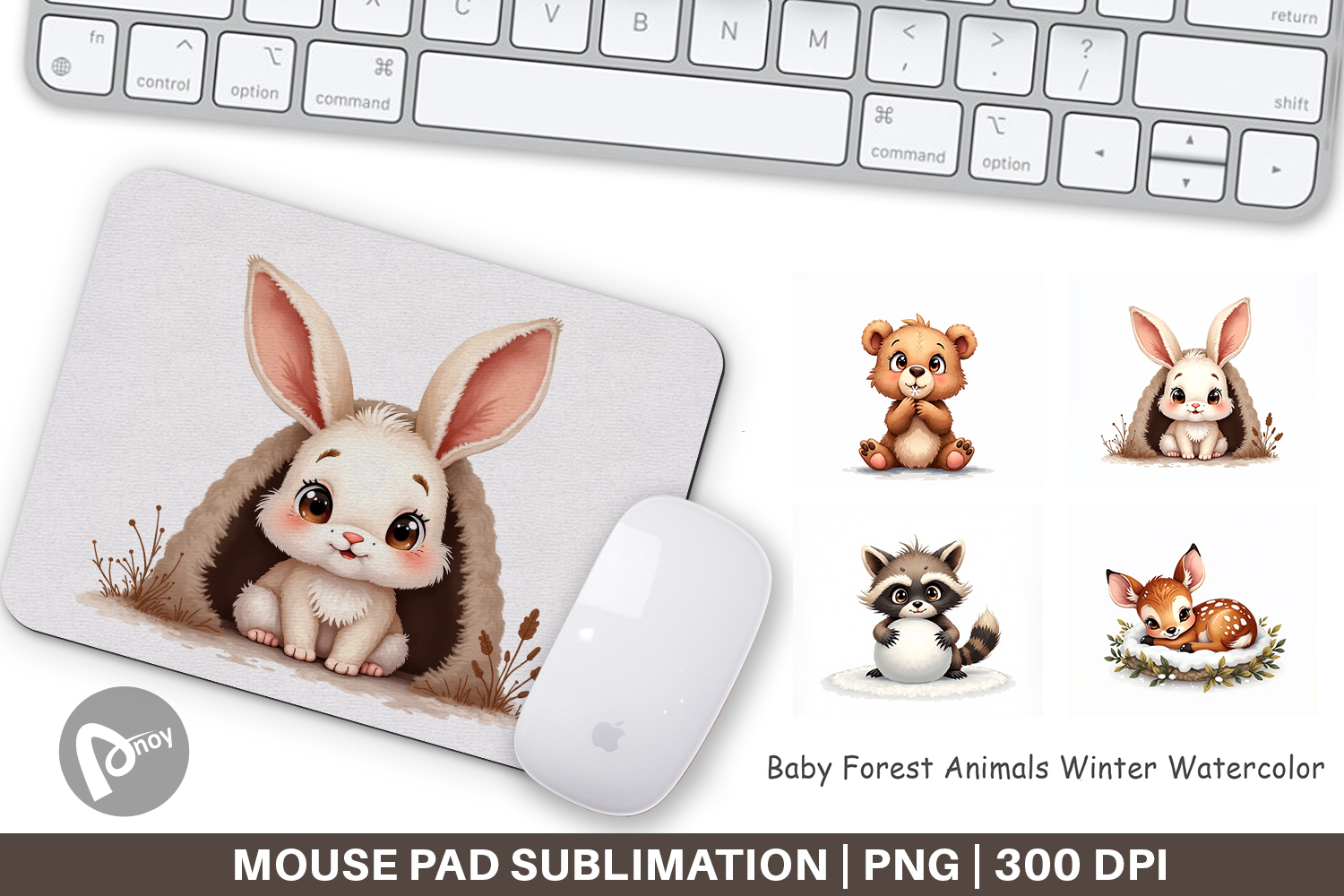 Baby Forest Animals Winter Mouse Pad product image 1