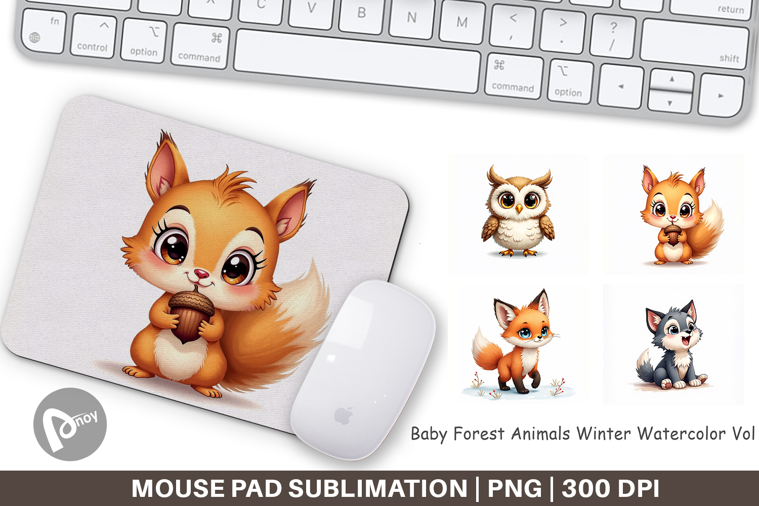 Baby Forest Animals Winter Mouse Pad product image 1