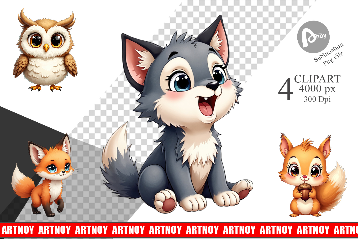 Baby Forest Animals Winter Clipart product image 1