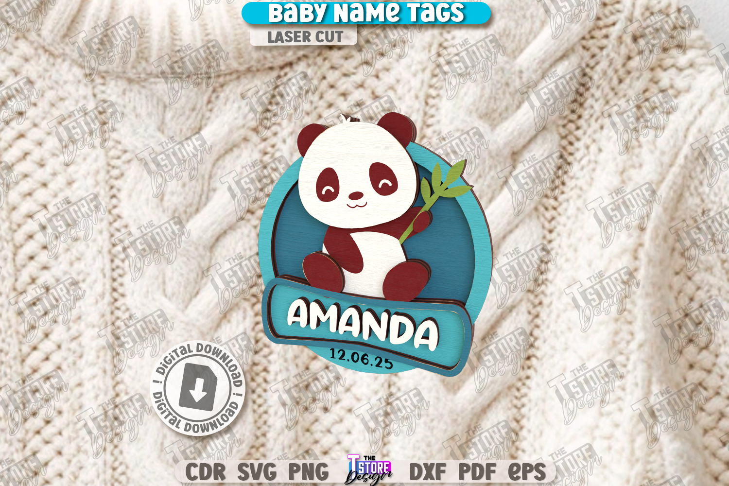Baby Name Tag Laser Cut|3D Name Pin|Personalized Brooch SVG product image 1