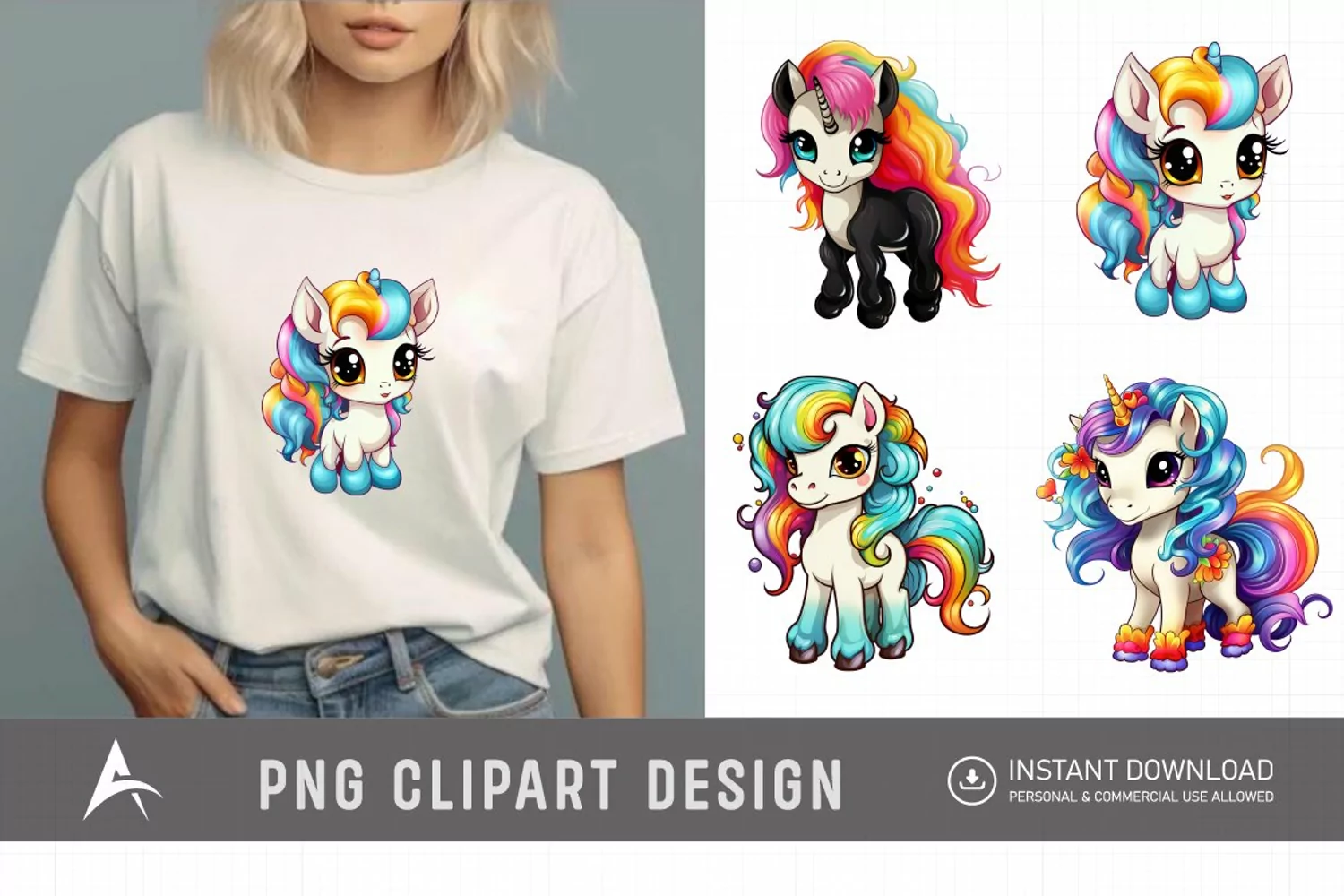Watercolor Baby Unicorn Clipart product image 1