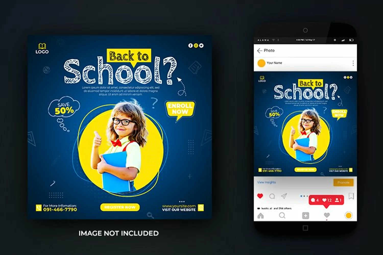 Back to School Social Media Post Banner Design Template product image 1