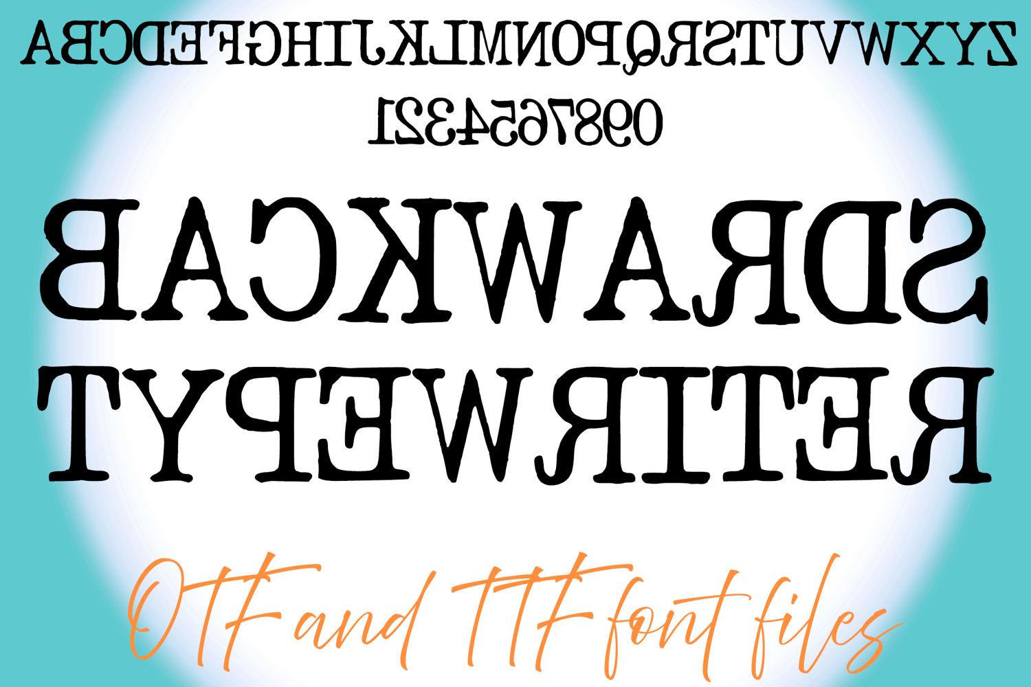Backwards Typewriter Lettering ABC Text Font Alphabet OTF Type Illustration by Squeeb Creative