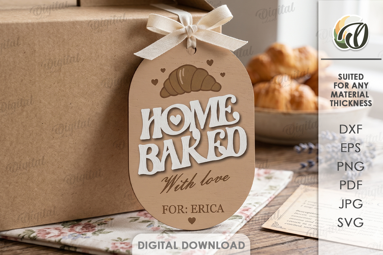 Bakery Tag Laser Cut. Store Gift Tag SVG. Home baked product image 1
