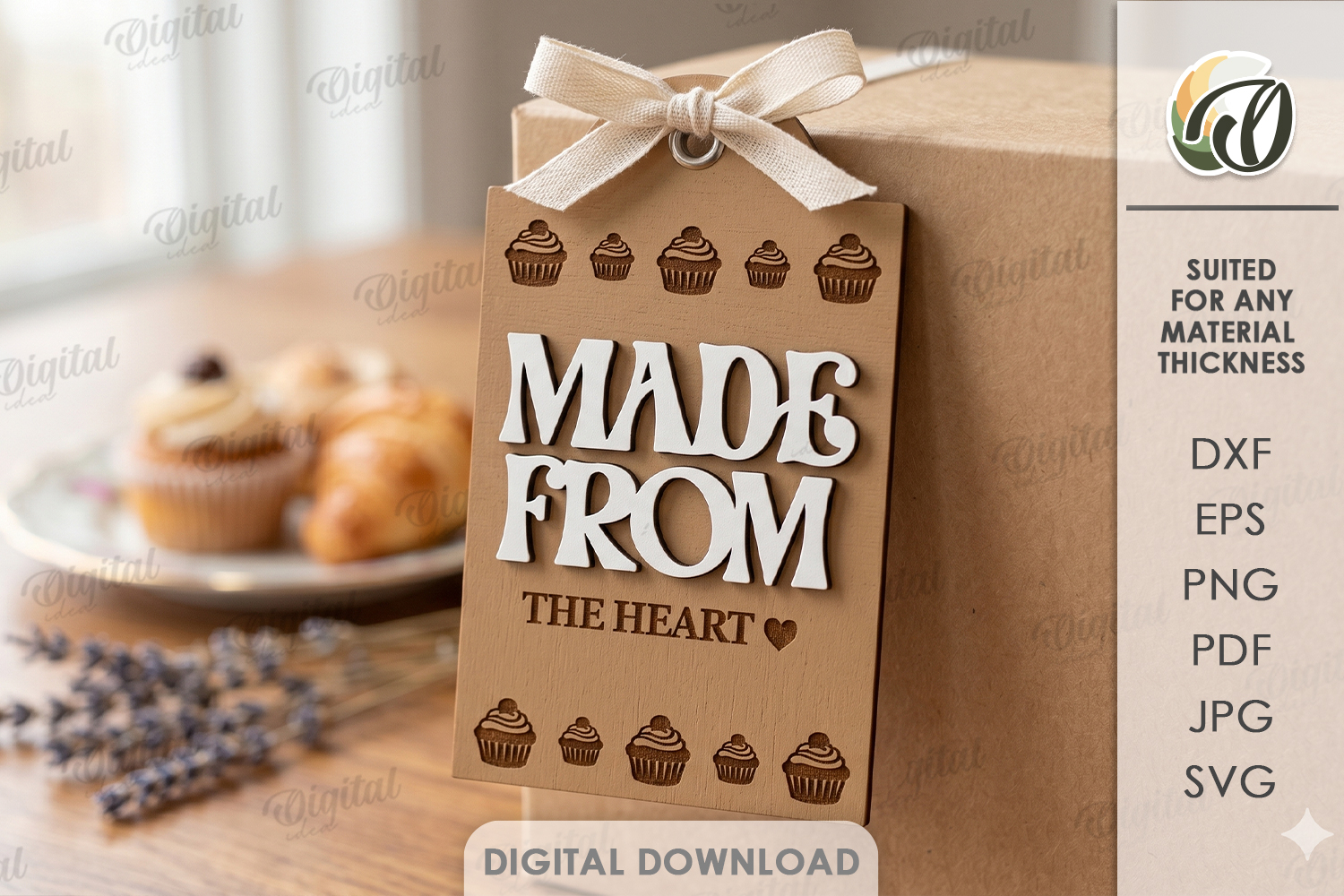 Bakery Tag Lasercut. Store Gift Tag SVG. Made from the heart product image 1