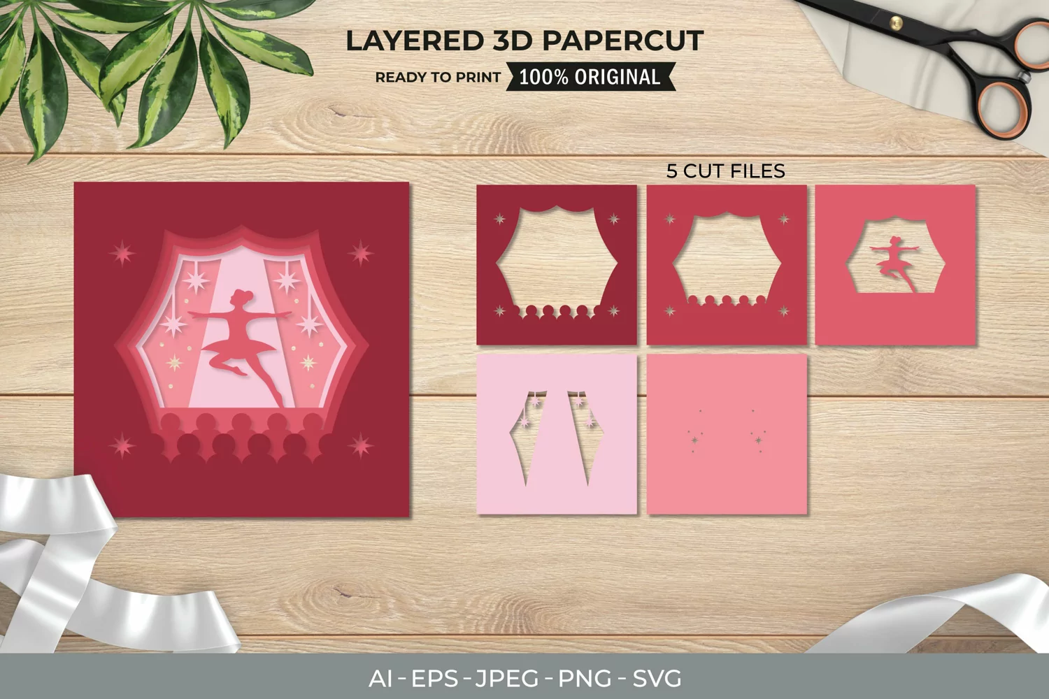 3D Papercut Ballerina Performance Dancing on The Stage product image 1