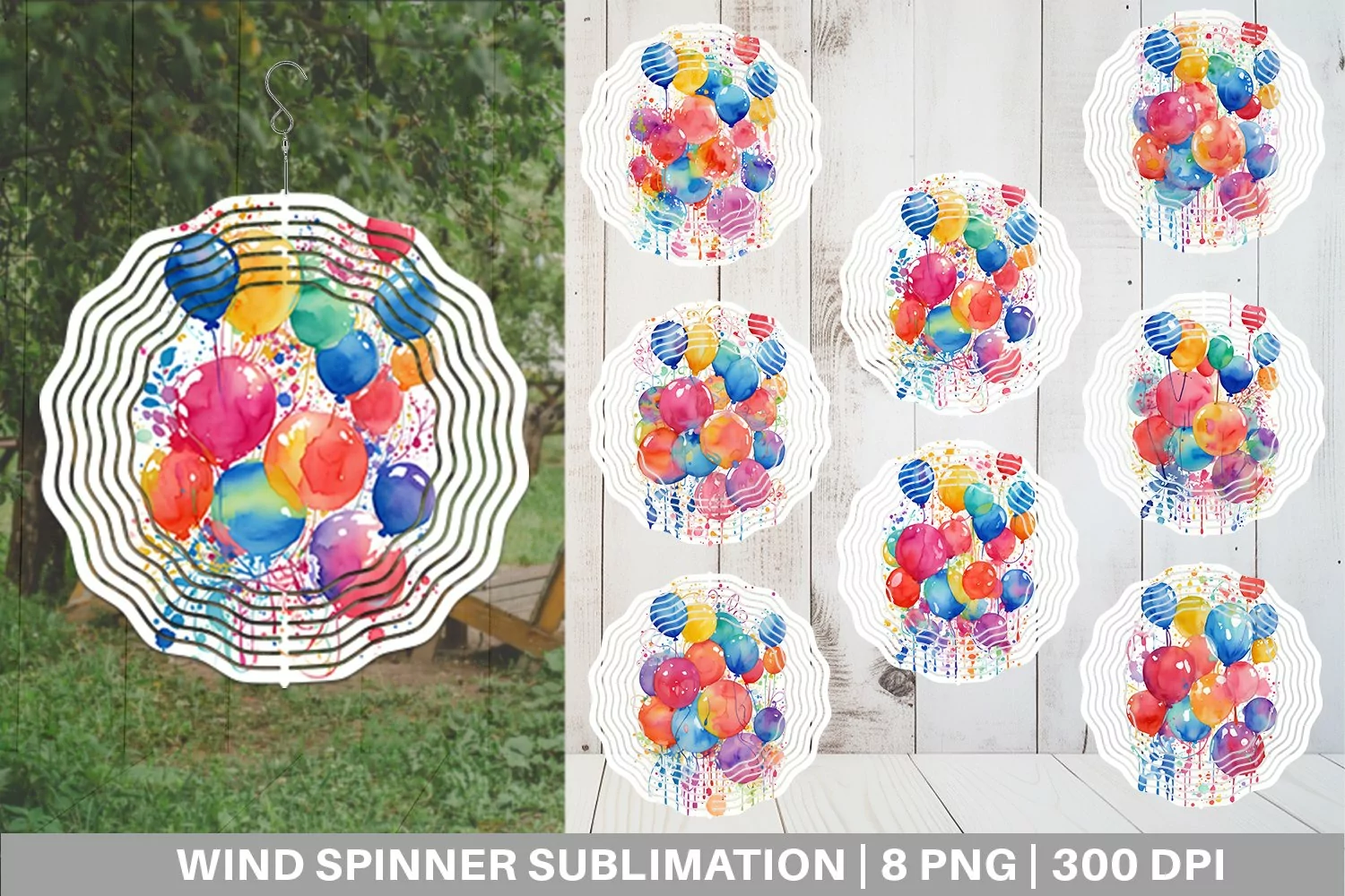 Balloons Watercolor Wind Spinner | Sublimation Spinner Desig product image 1