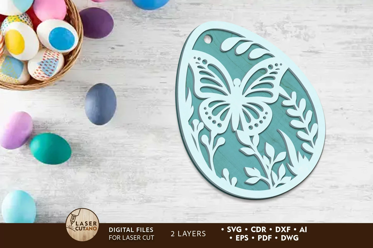 Easter Decorative Ornamented Egg, Laser Cut File product image 1