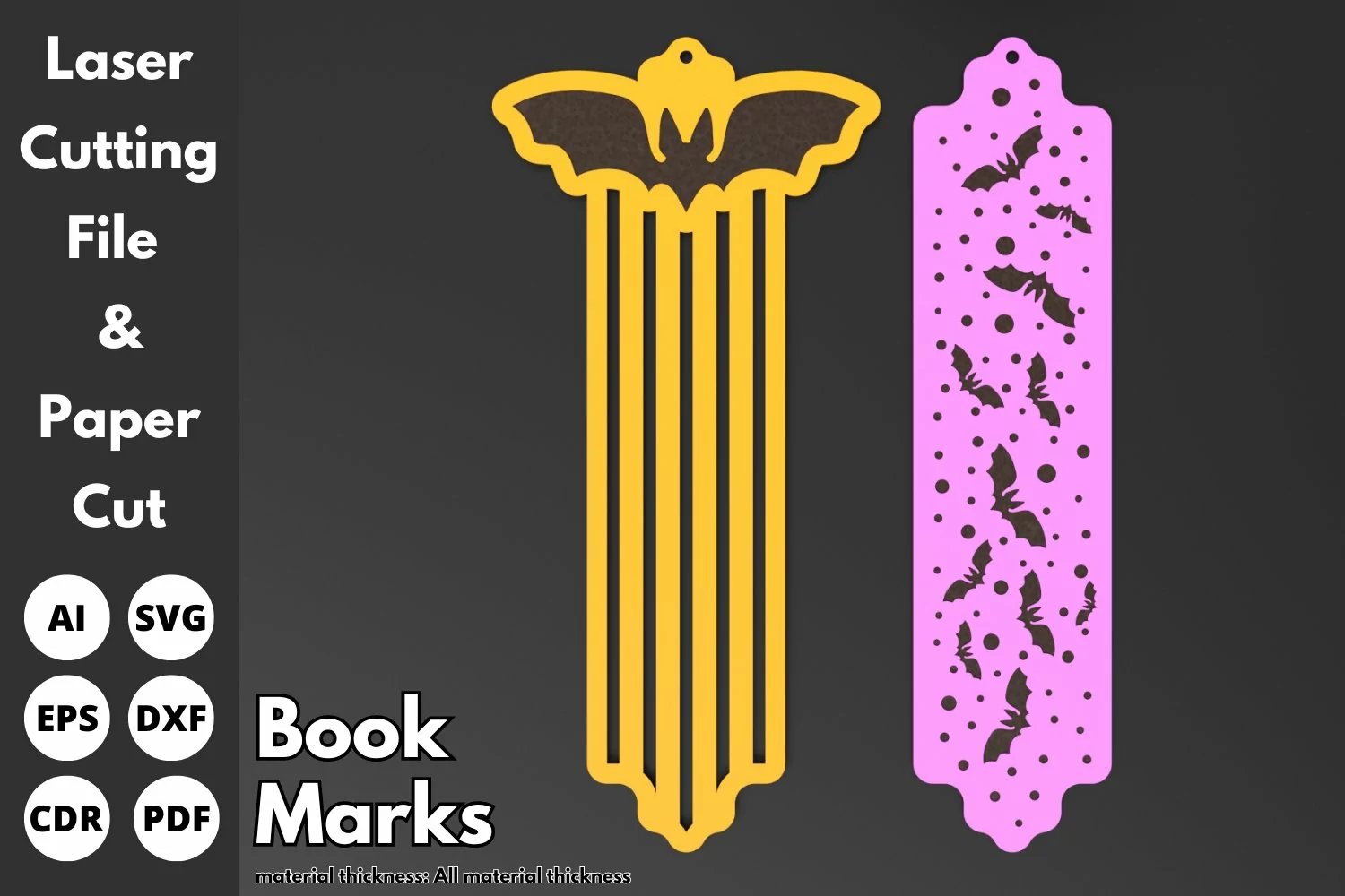 Bat, Star, Halloween, Bookmark, paper cutting, svg laser cut product image 1