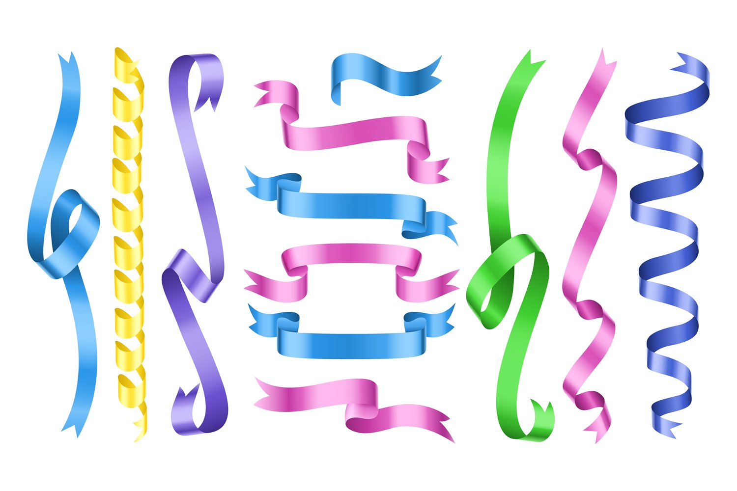 Color ribbons. Vector rolled ribbons collection. Party decor (1222411