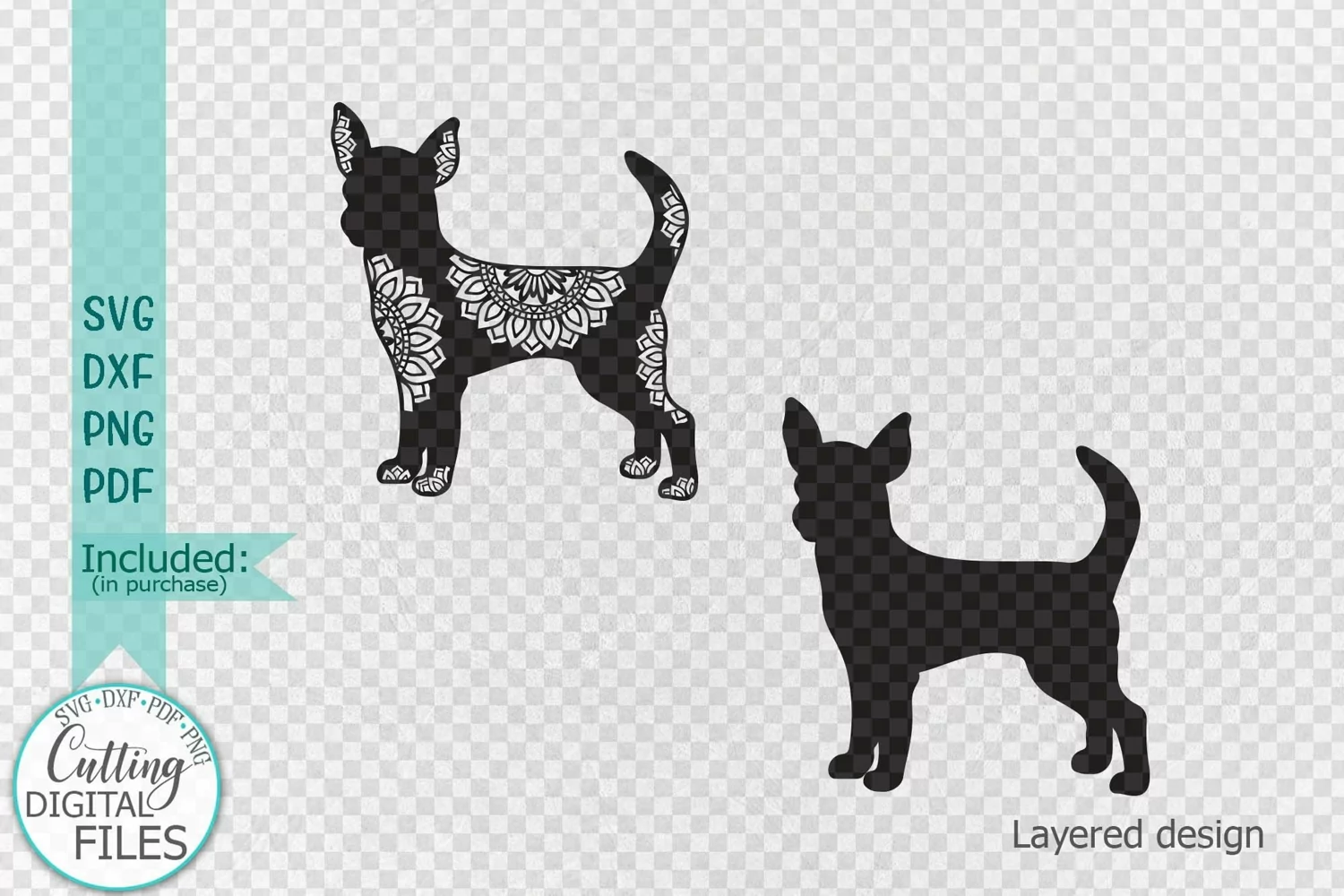 Chihuahua Mandala Dog sign svg dxf pdf cut out template product image 1