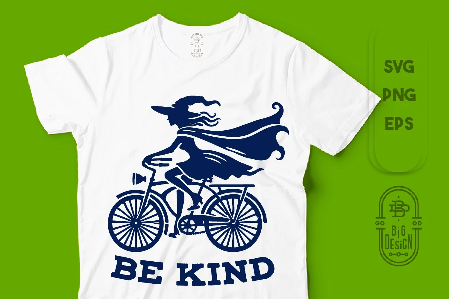 Be Kind | Kindness Saying | Witch on Bicycle SVG | Vintage product image 1