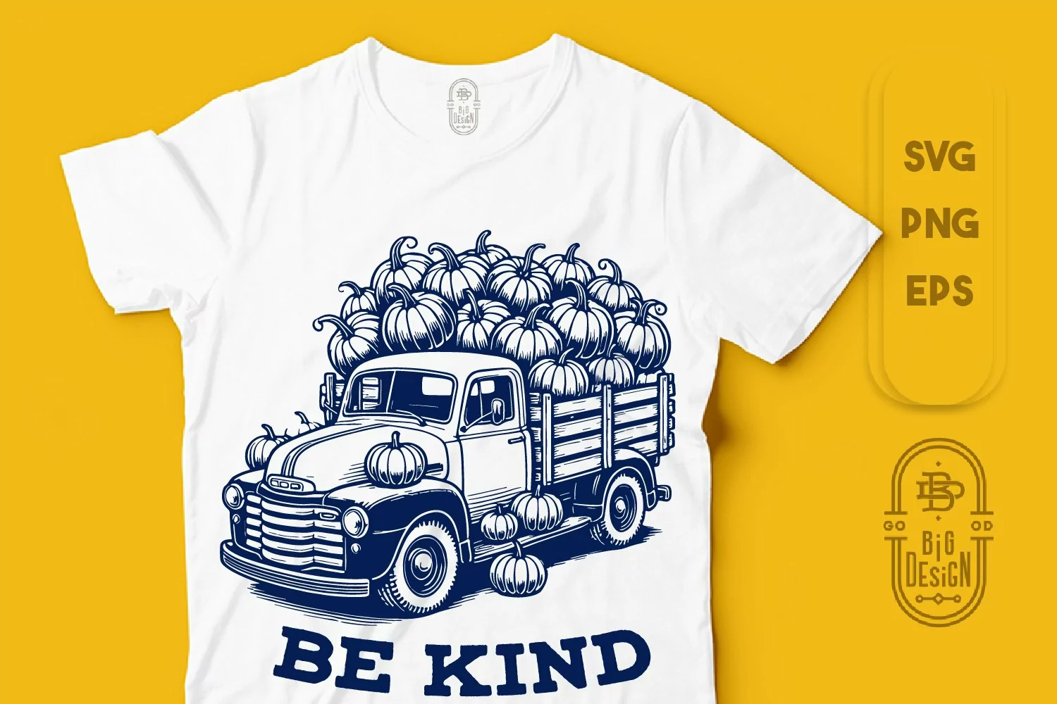 Be Kind | Kindness Saying | Vintage Truck with Pumpkins SVG product image 1