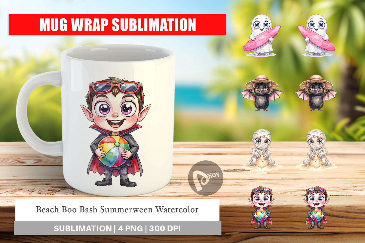 Beach Boo Bash Summerween Mug Wrap product image 1