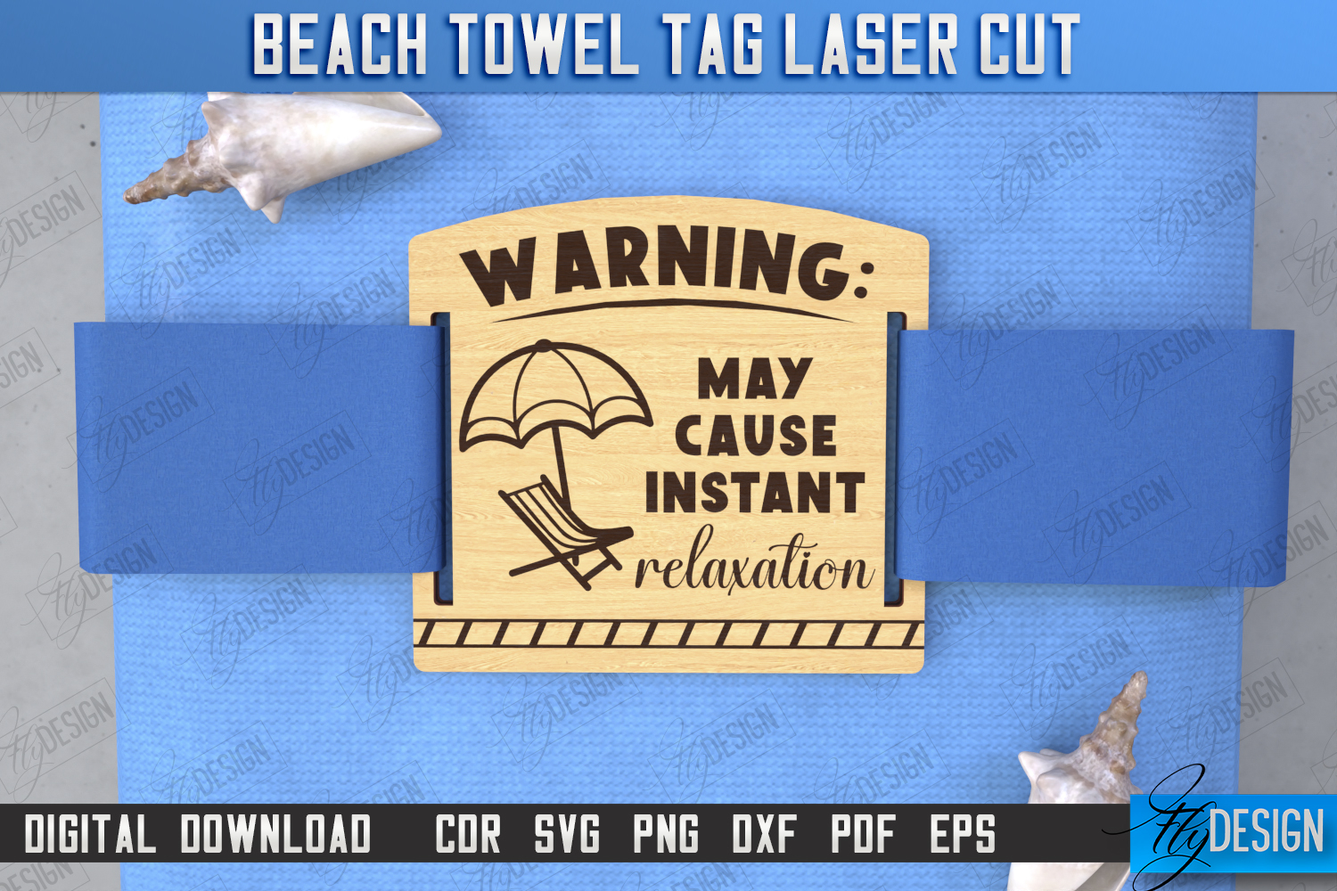 Beach Towel Tag Laser Cut | Summer Tag | Towel Wood Tag |CNC product image 1