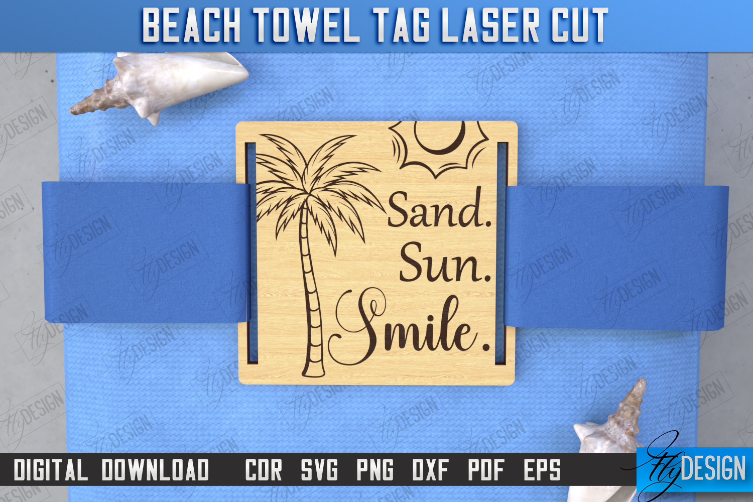 Beach Towel Tag Laser Cut | Summer Tag | Towel Wood Tag |CNC product image 1