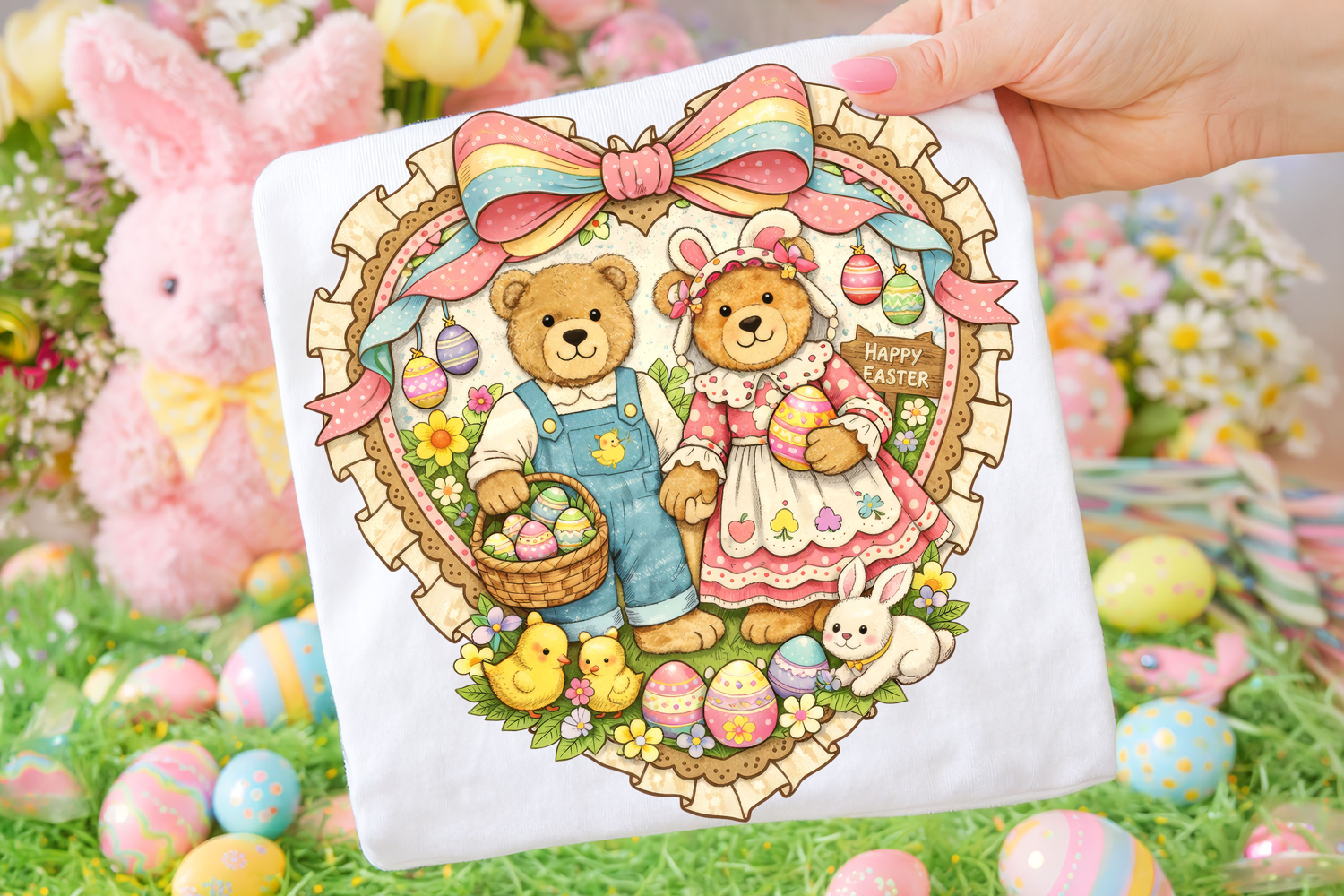 Retro Vintage Easter PNG, Happy Easter PNG, Easter Bear PNG product image 1