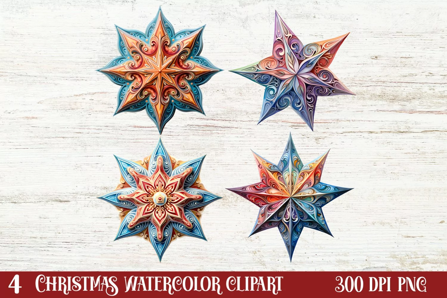 Beautiful Christmas Watercolor Clipart, Beautiful Christmas product image 1