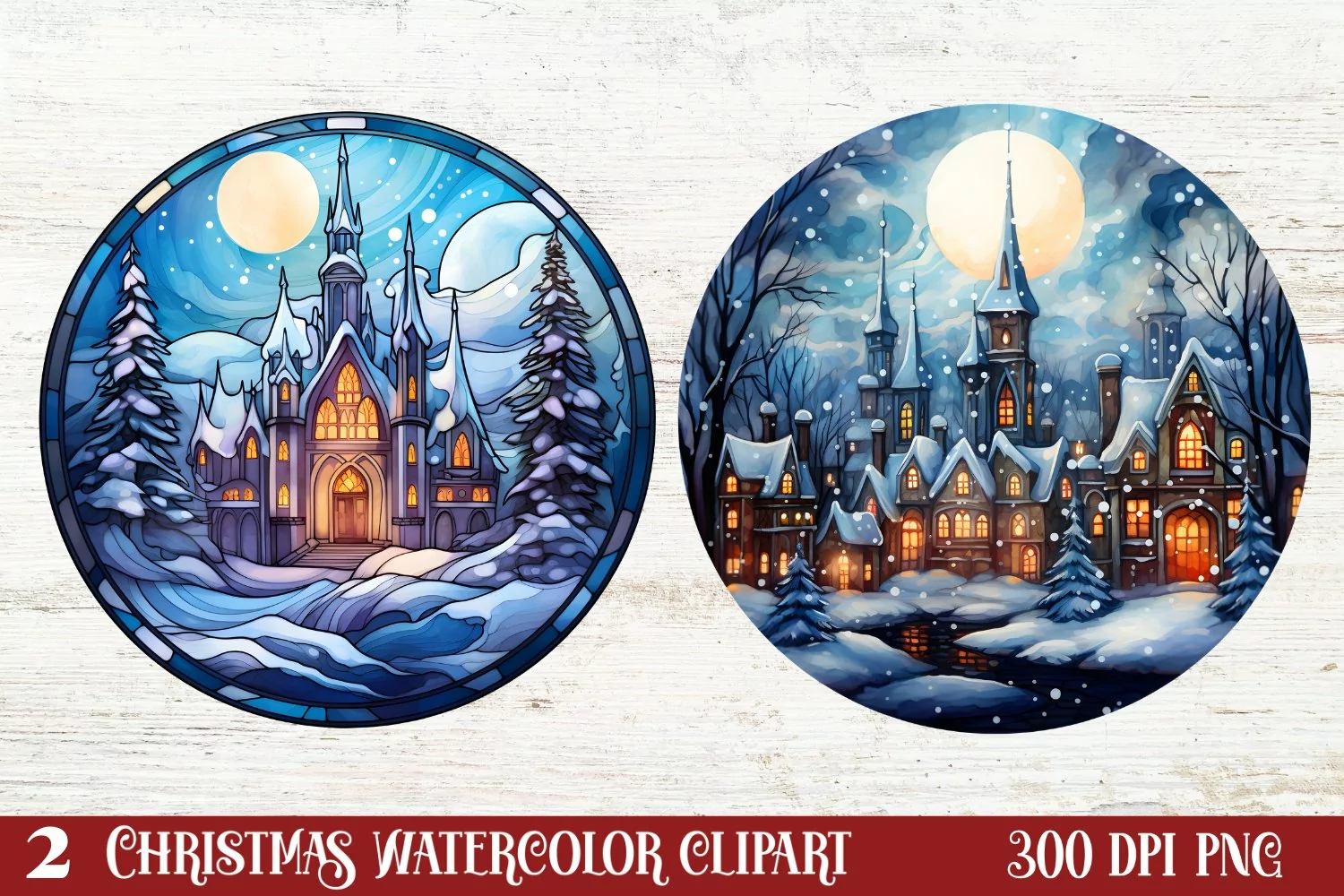 Beautiful Christmas Watercolor Clipart, Beautiful Christmas product image 1