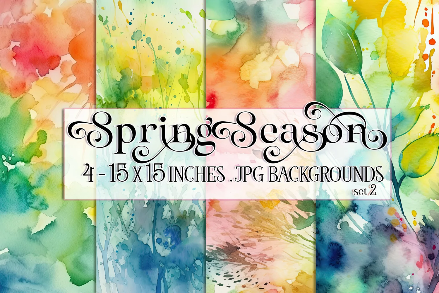 Spring Watercolor Papers, Spring 15x15 Watercolor Papers. s2 product image 1