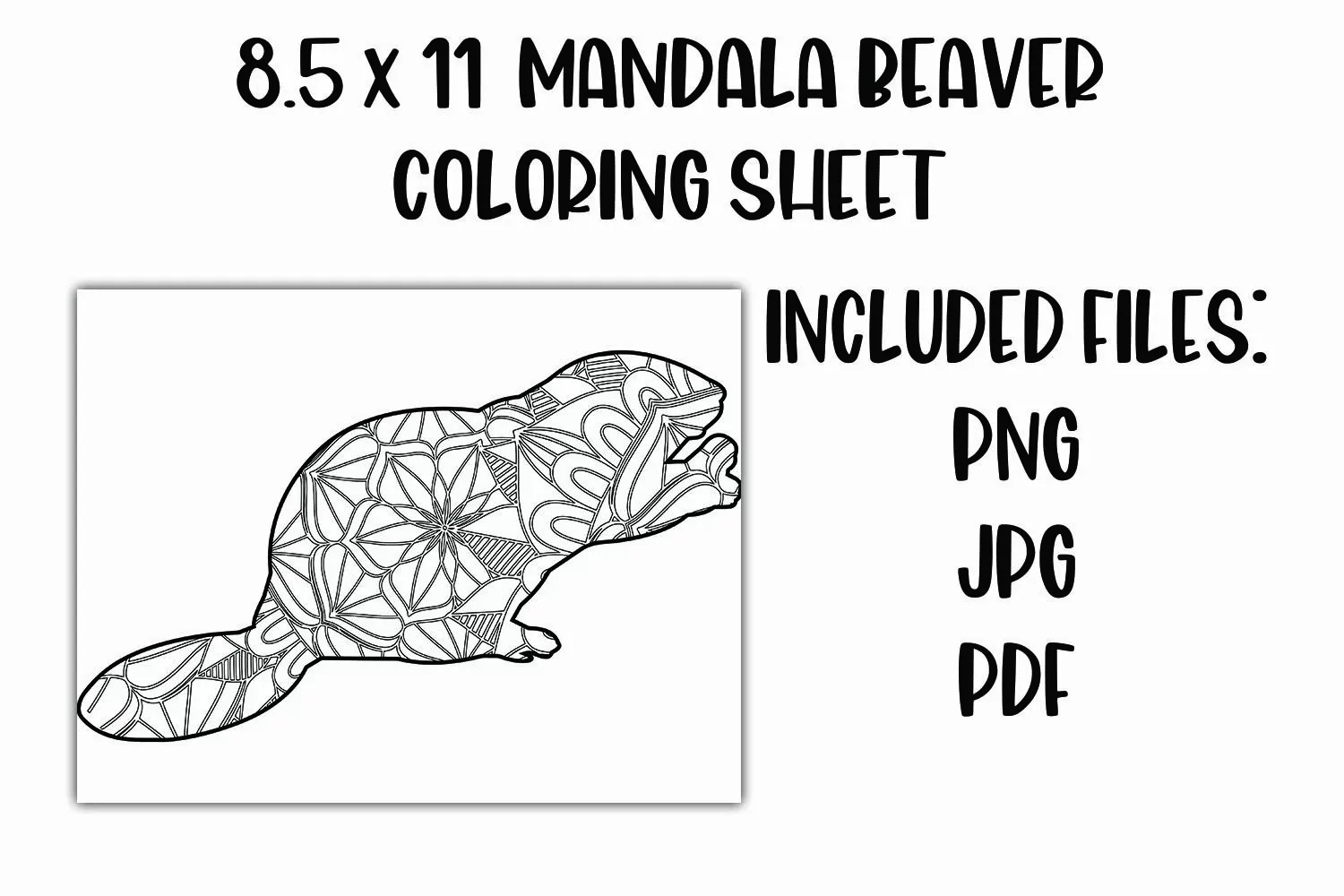 Mandala Beaver Kids' Coloring Sheet product image 1