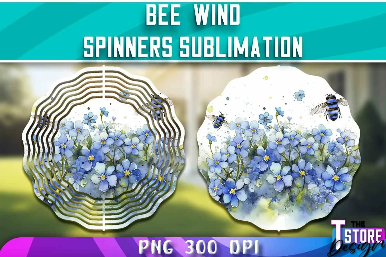 Bee Wind Spinners Sublimation | PNG Design |300 DPI| Bee PNG product image 1