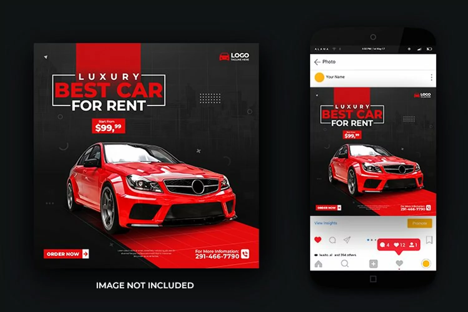 Best Car for Rent Social Media Post Banner Design Template product image 1