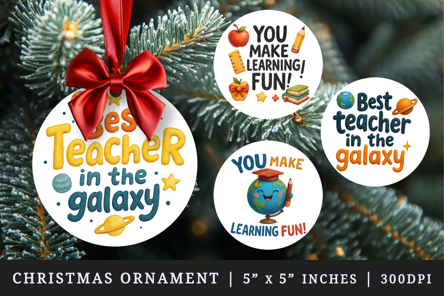 Best Teacher round ornaments sublimation design product image 1