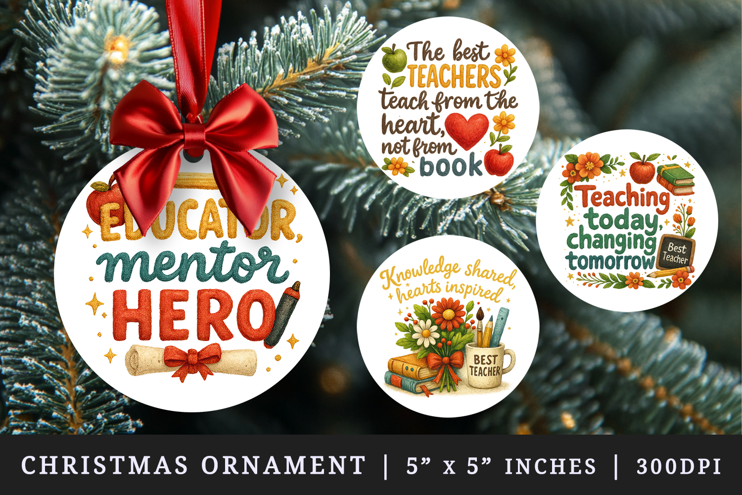 Best Teacher round ornaments sublimation design product image 1