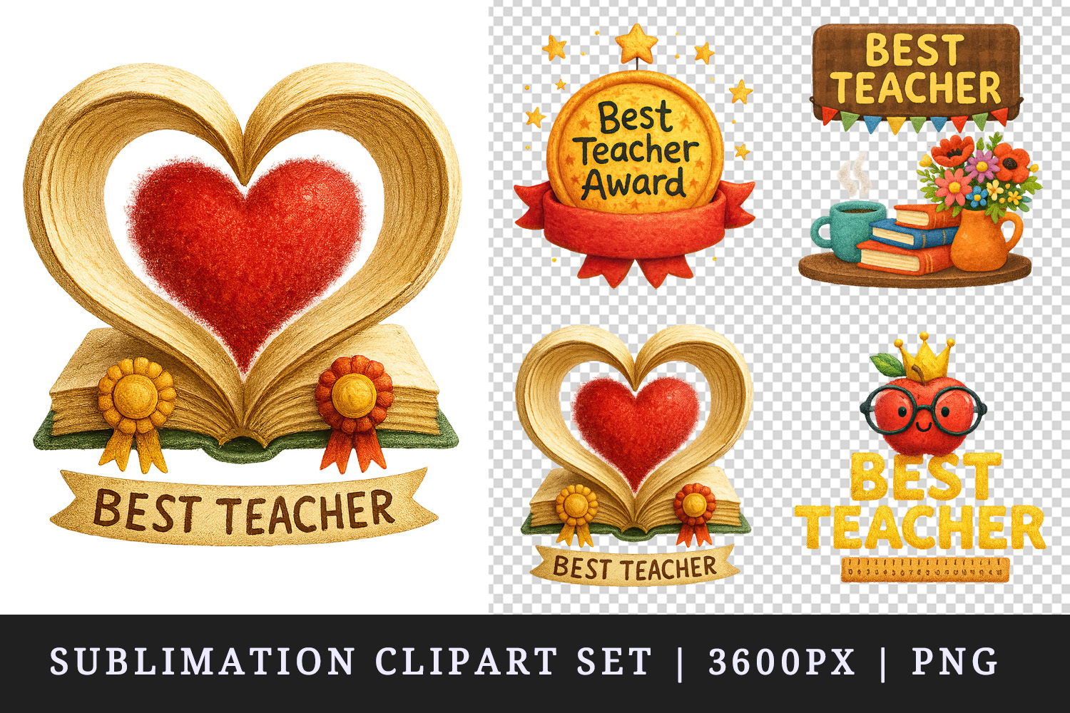 Best Teacher clipart printable sublimation design png product image 1