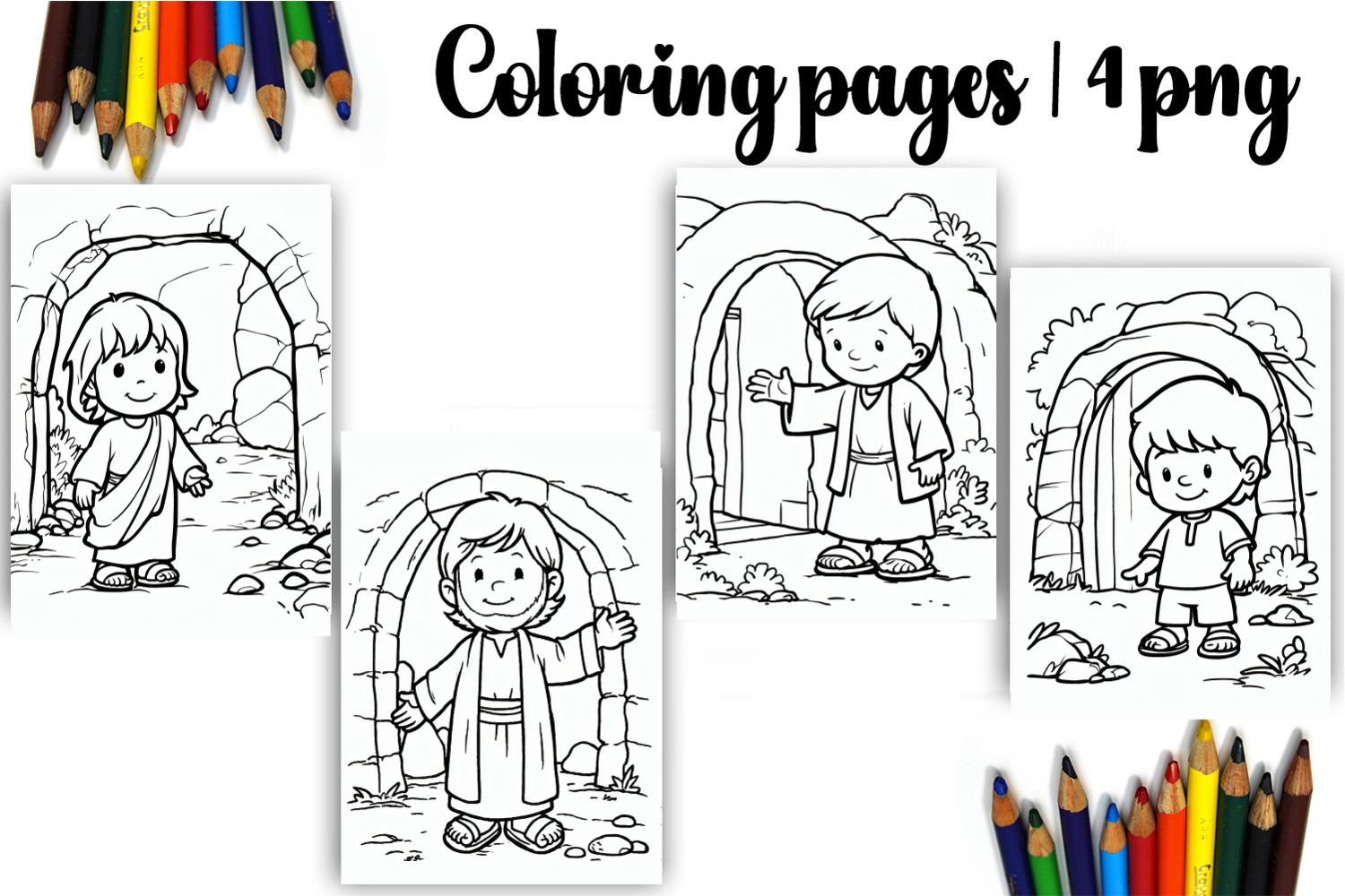Bible Coloring Pages for Kids Easter Nativity Coloring Book product image 1
