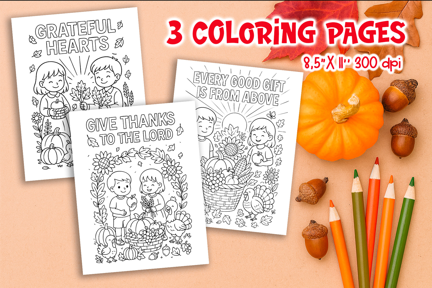 Christian Thanksgiving Coloring Pages | Bible Verse Kids product image 1