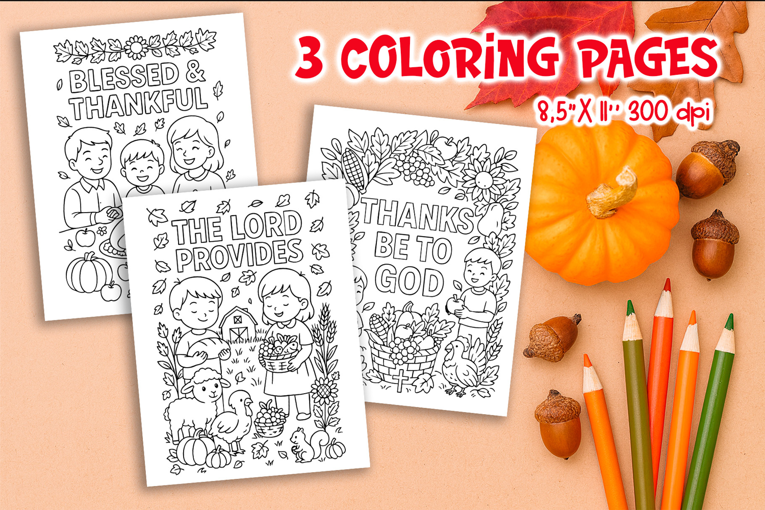 Christian Thanksgiving Coloring Pages | Bible Verse Kids product image 1
