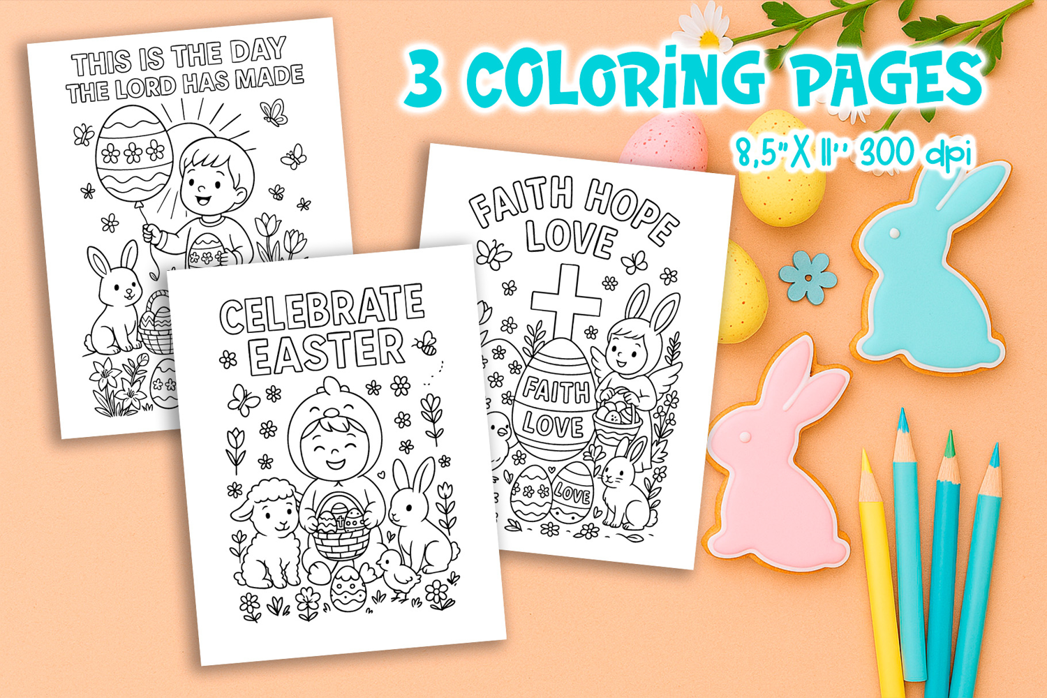Christian Easter Coloring Pages | Bible Verse for Kids product image 1
