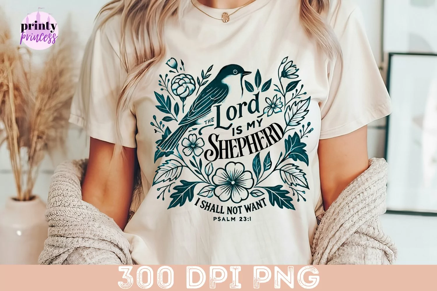 Psalm 119 png file, Floral Christian Sublimation PNG product image 1