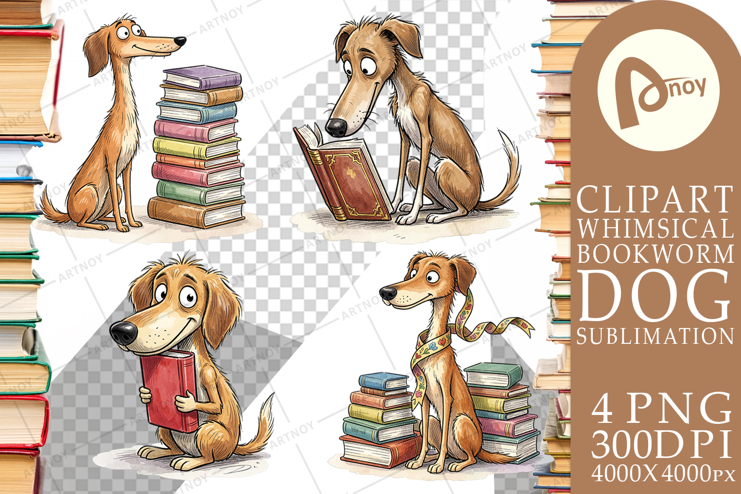 Bibliophile Dog Book Stack Sublimation product image 1