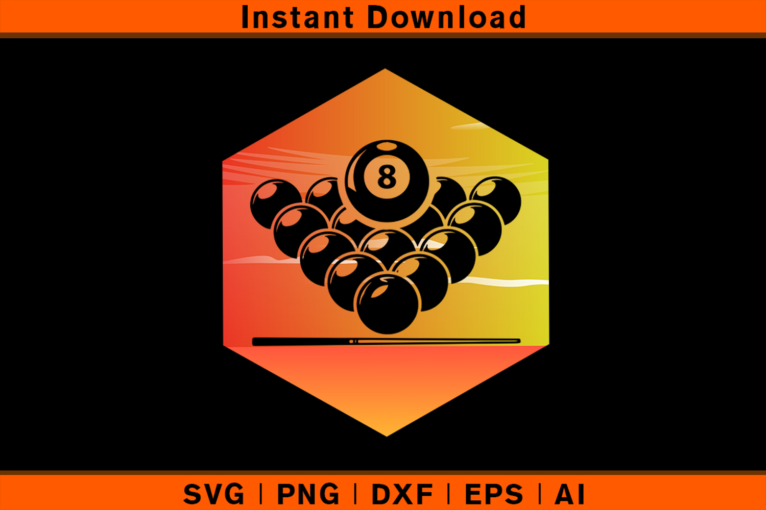 Billiards Sunset SVG | 8 Ball Pool Retro Cut File product image 1