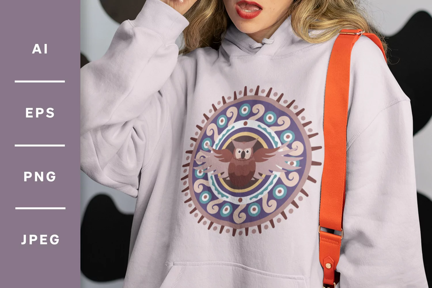 Owl in Decorative Mandala Round Shape Sublimation Design product image 1