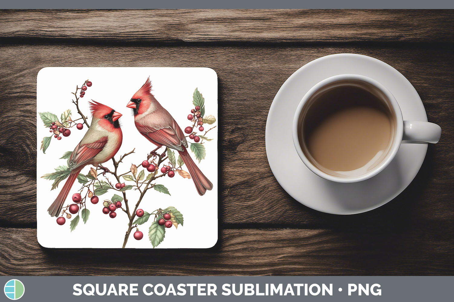 GorgeousBirds 01 Vintage Square Coaster design.
