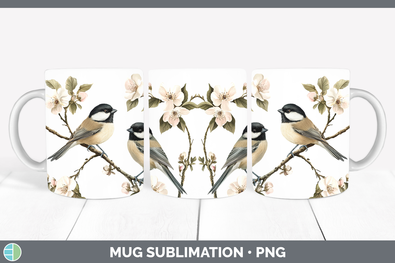 GorgeousBirds 01 Vintage Mug Wrap design.