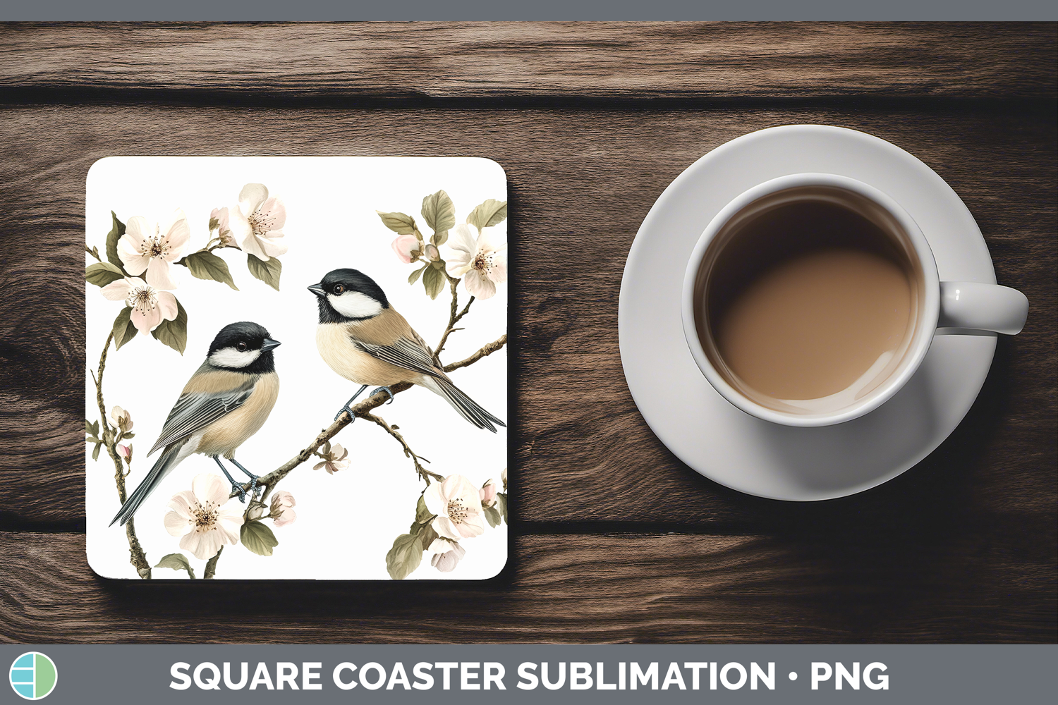 GorgeousBirds 01 Vintage Square Coaster design.