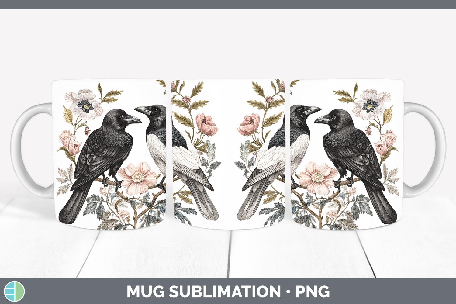 GorgeousBirds 01 Vintage Mug Wrap design.