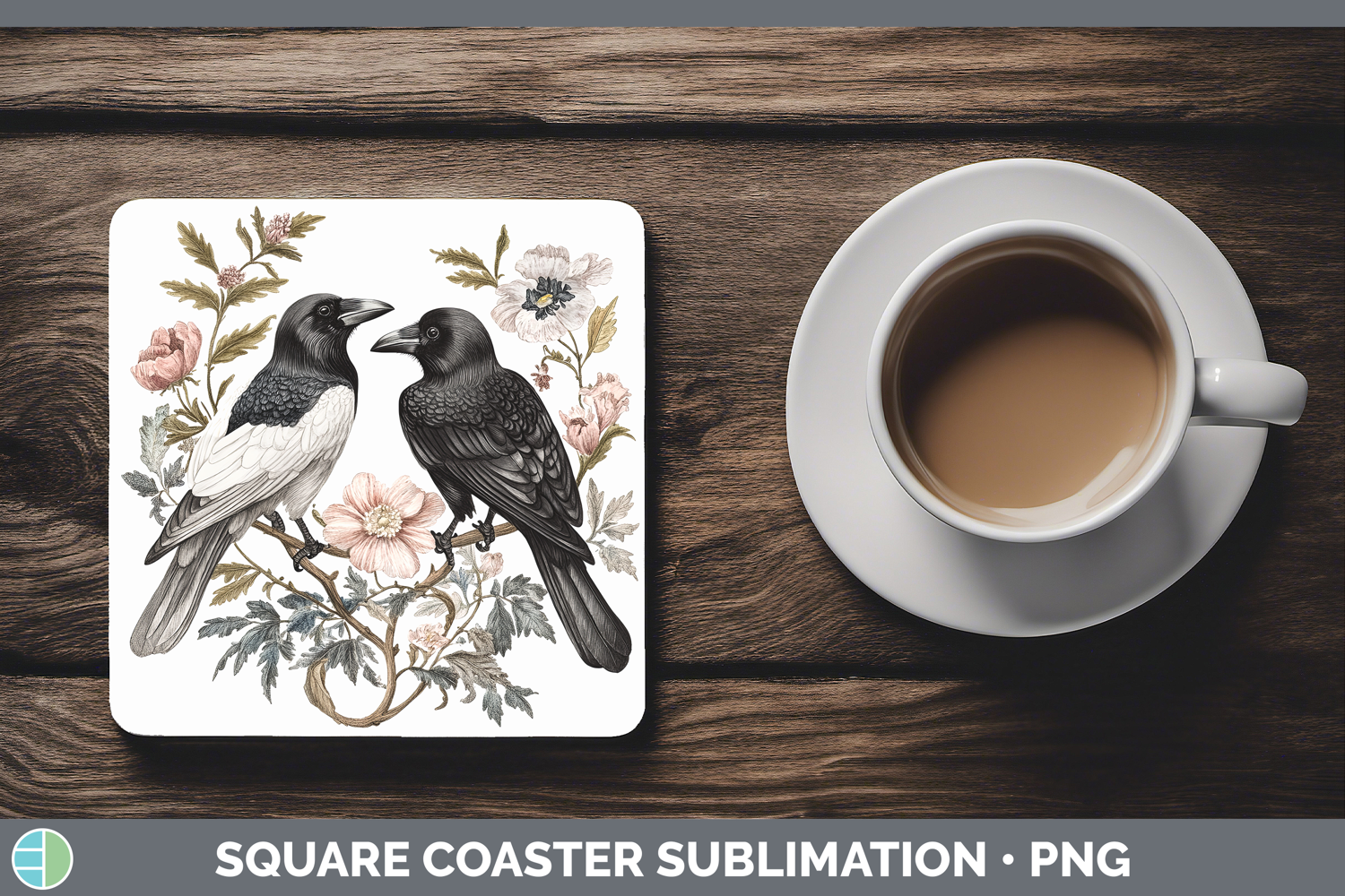 GorgeousBirds 01 Vintage Square Coaster design.