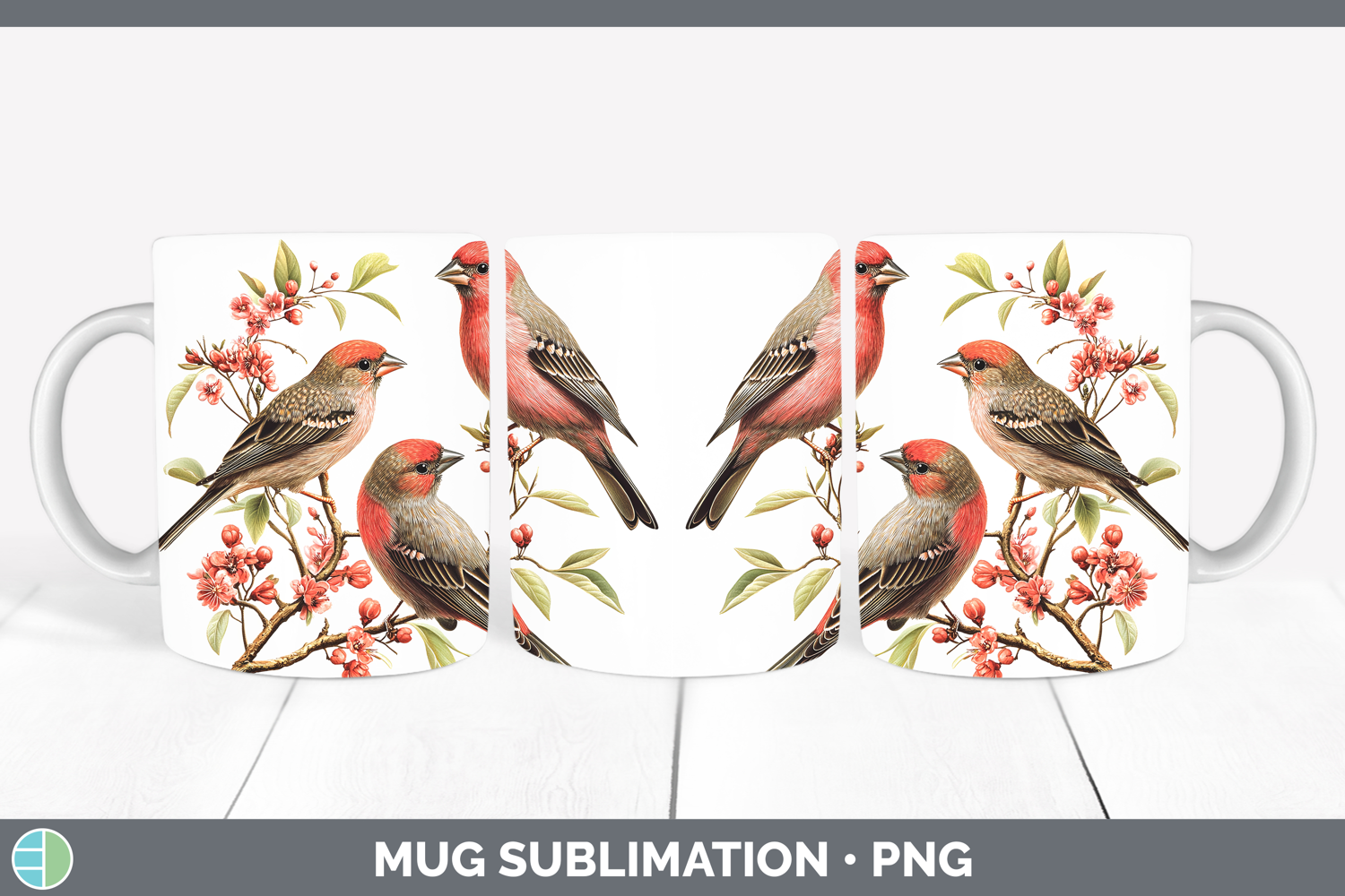 GorgeousBirds 01 Vintage Mug Wrap design.
