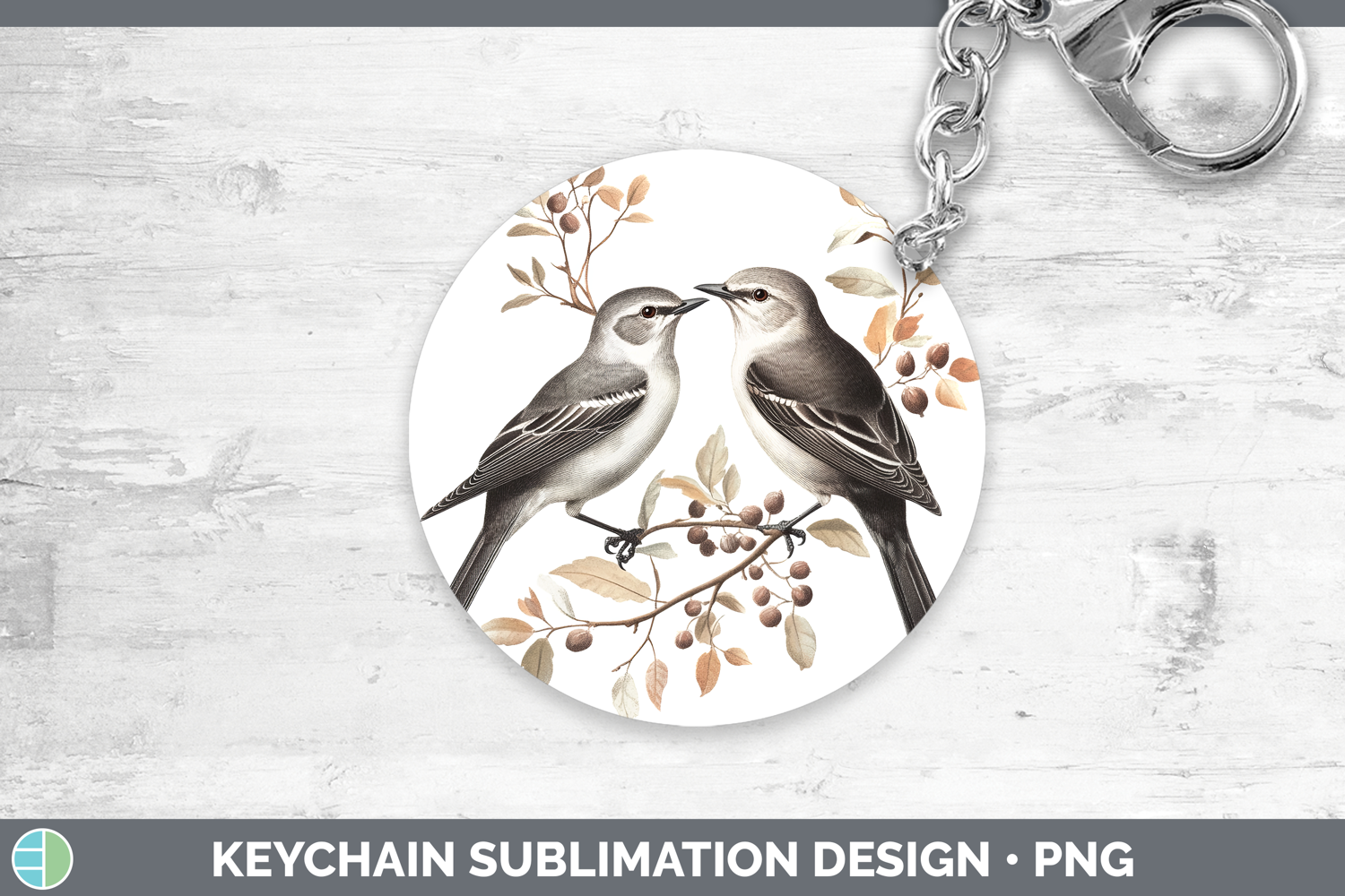 GorgeousBirds 01 Vintage Keychain design.