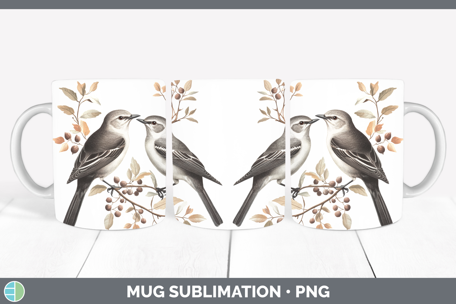 GorgeousBirds 01 Vintage Mug Wrap design.